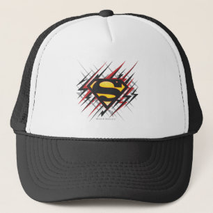 Superman Stylized   Black and Red Strikes Logo Trucker Hat