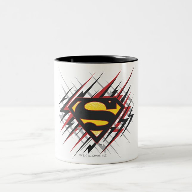Superman Stylized | Black and Red Strikes Logo Two-Tone Coffee Mug (Center)