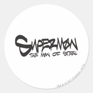 Superman Stylized   Black Letters Graffiti Logo Classic Round Sticker