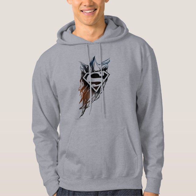 Superman Stylized | Blue Orange Logo Hoodie (Front)
