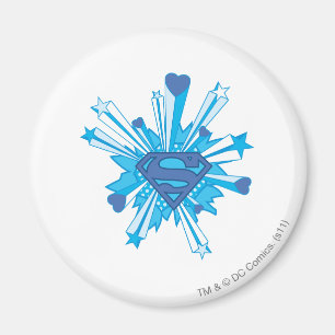 Superman Stylized Blue Shield Hearts Logo Magnet