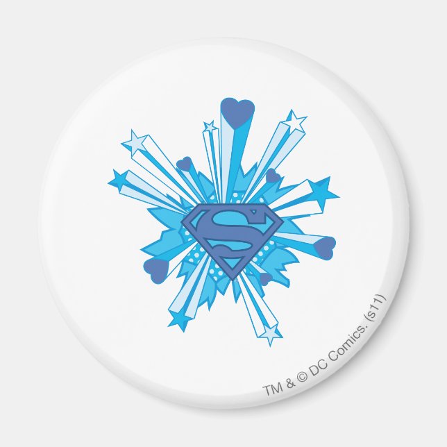 Superman Stylized | Blue Shield Hearts Logo Magnet (Front)