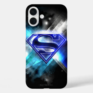 Superman Stylized   Blue White Crystal Logo iPhone 16 Plus Case