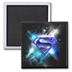 Superman Stylized   Blue White Crystal Logo Magnet