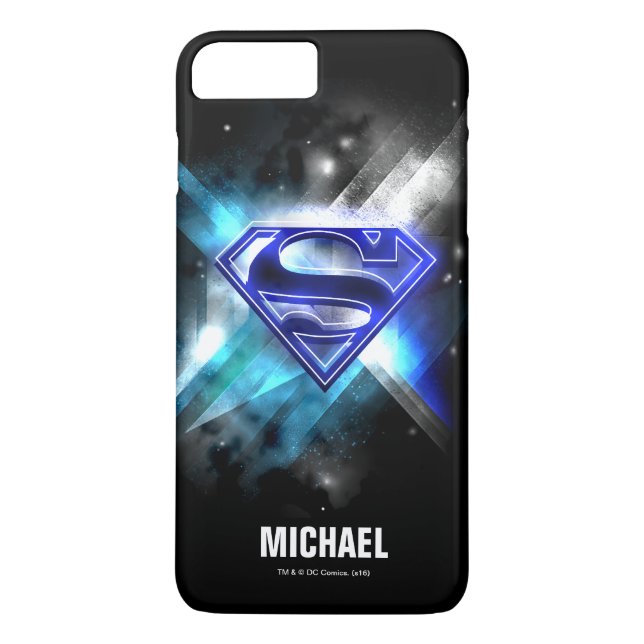 Superman Stylized | Blue White Crystal Logo | Name Case-Mate iPhone Case (Back)