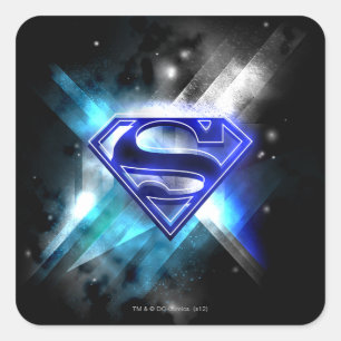 Superman Stylized Blue White Crystal Logo Square Sticker