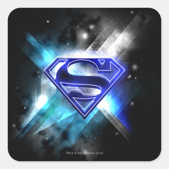 Superman Stylized | Blue White Crystal Logo Square Sticker (Front)
