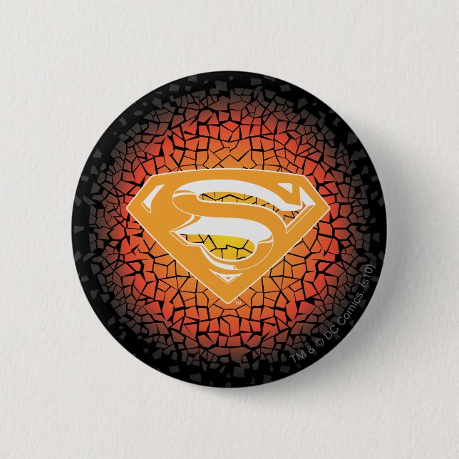 Superman Stylized | Crackle Logo 2 Inch Round Button (Front)