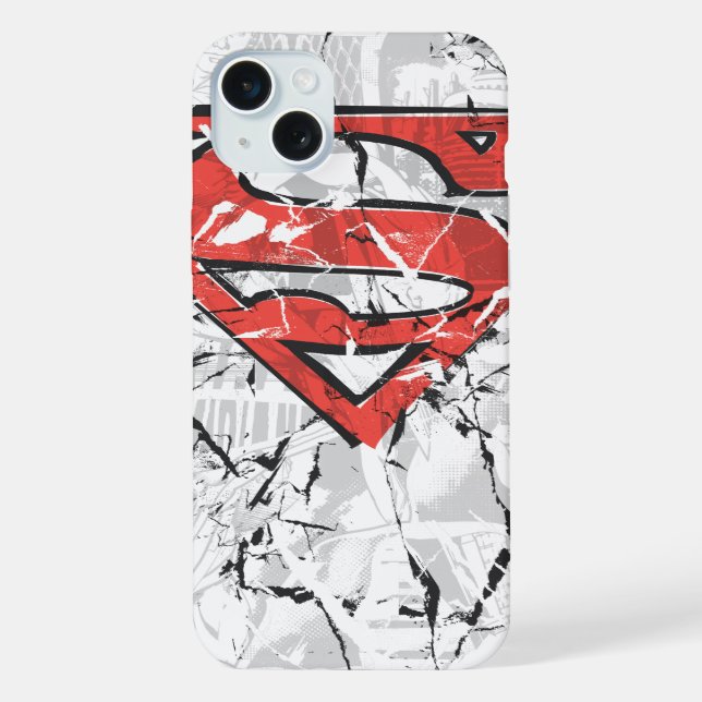 Superman Stylized | Crumpled Comic Logo iPhone Case (Back)