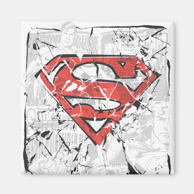 Superman Stylized | Crumpled Comic Logo Magnet (Front)