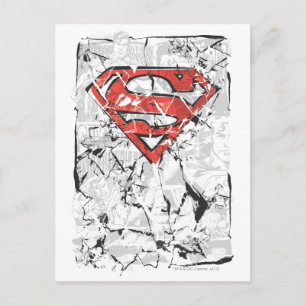 Superman Stylized   Crumpled Comic Logo Postcard