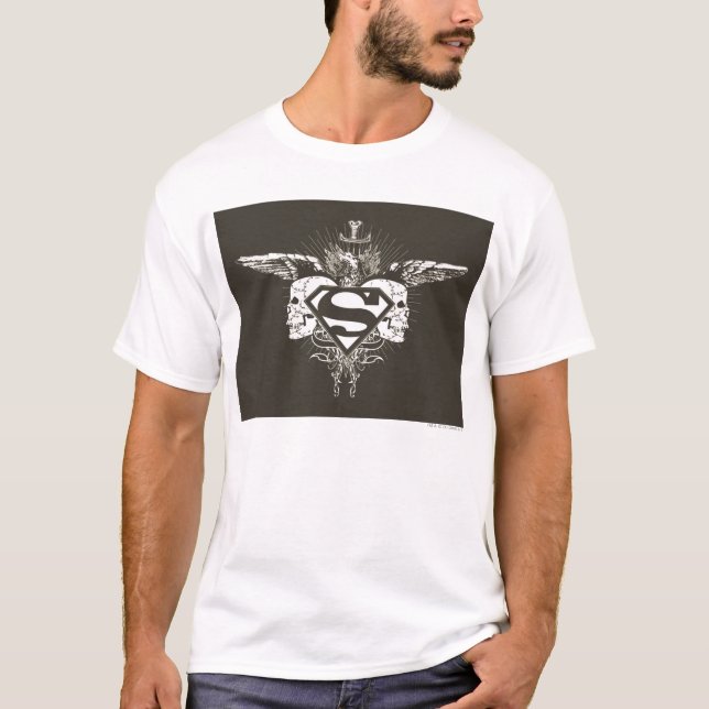 Superman Stylized | Dark Skulls Logo T-Shirt (Front)