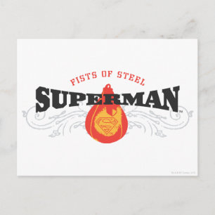Superman Stylized   Fists of Steel Logo Postcard