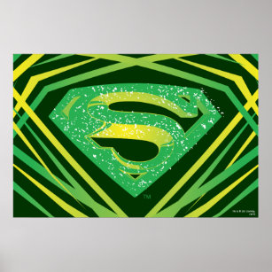 Superman Stylized   Green Decorative Logo Poster