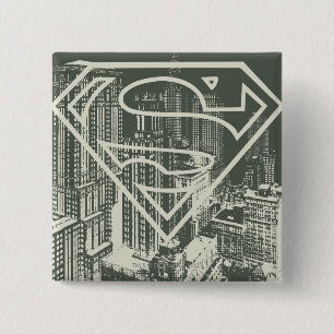 Superman Stylized Green Metropolis Logo 2 Inch Square Button