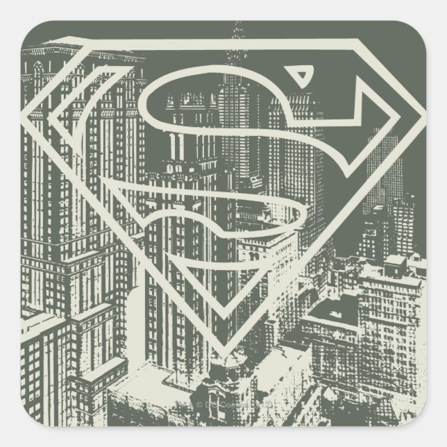 Superman Stylized | Green Metropolis Logo Square Sticker (Front)