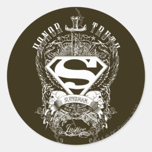 Superman Stylized   Honour, Truth and Justice Logo Classic Round Sticker