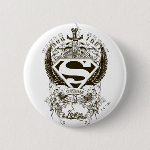 Superman Stylized Honour, Truth on White Logo 2 Inch Round Button