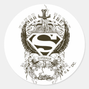 Superman Stylized   Honour, Truth on White Logo Classic Round Sticker