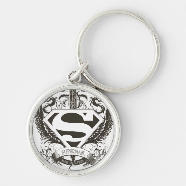 Superman Stylized | Honour, Truth on White Logo Keychain (Front)