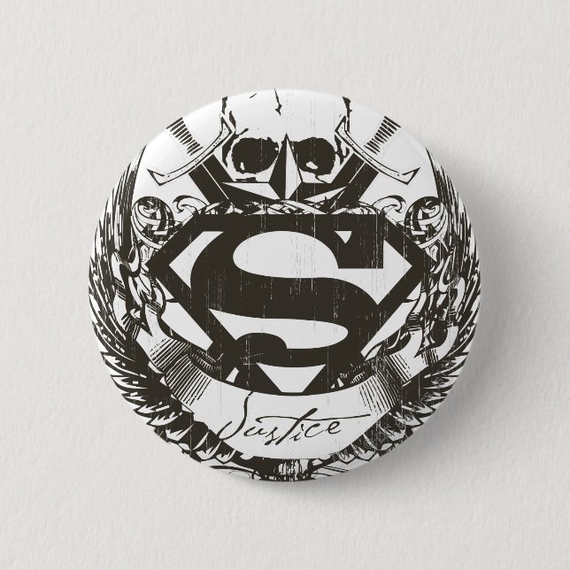 Superman Stylized | Justice Logo 2 Inch Round Button (Front)