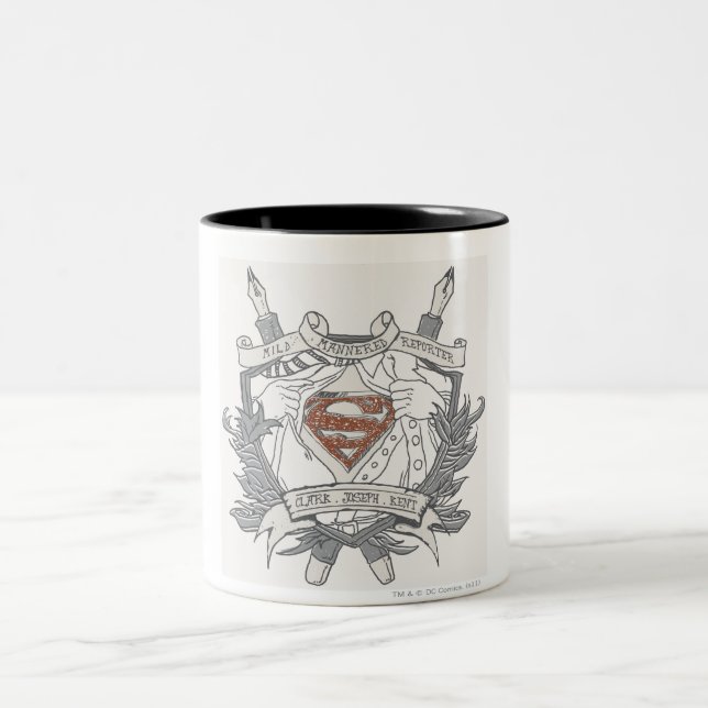 Superman Stylized | Mild Mannered Reporter Logo Two-Tone Coffee Mug (Center)