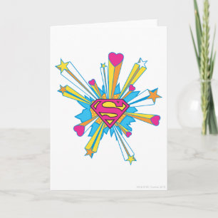 Superman Stylized   Pink with Hearts Logo Card