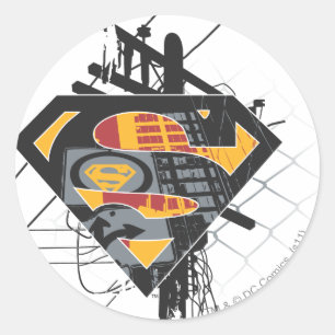 Superman Stylized   Powerlines Logo Classic Round Sticker