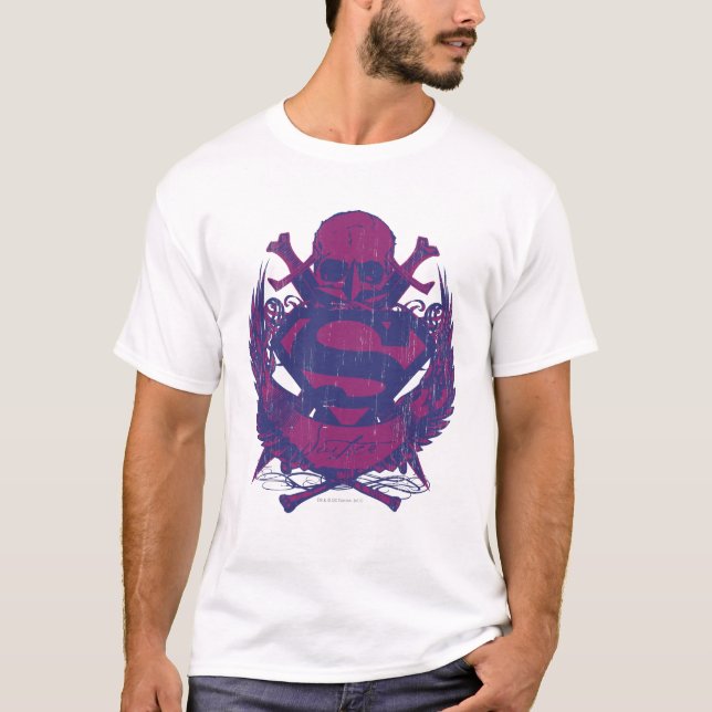 Superman Stylized | Purple and Pink Skull Logo T-Shirt (Front)