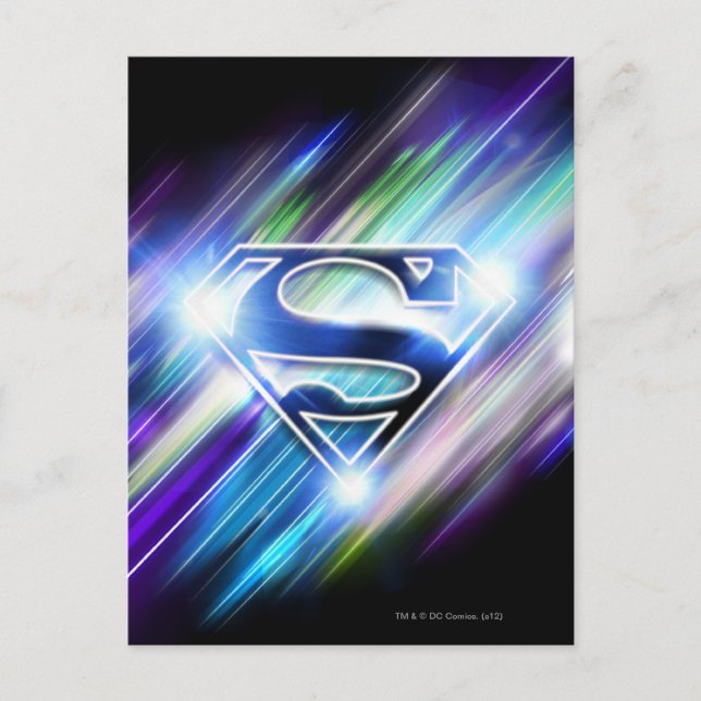Superman Stylized | Shiny Blue Burst Logo Postcard (Front)