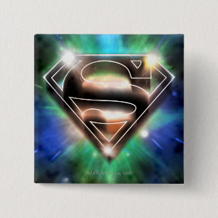 Superman Stylized Shiny Burst Logo 2 Inch Square Button