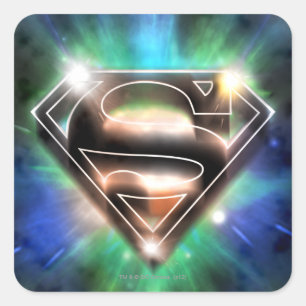 Superman Stylized Shiny Burst Logo Square Sticker