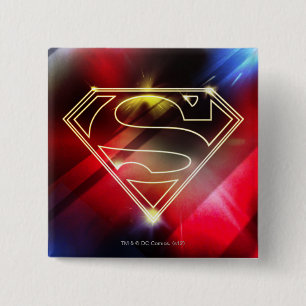 Superman Stylized Shiny Yellow Outline Logo 2 Inch Square Button