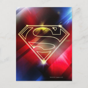 Superman Stylized   Shiny Yellow Outline Logo Postcard