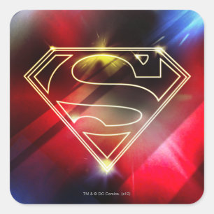 Superman Stylized Shiny Yellow Outline Logo Square Sticker