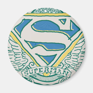 Superman Stylized   Sketched Crest Logo Magnet