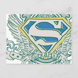 Superman Stylized   Sketched Crest Logo Postcard