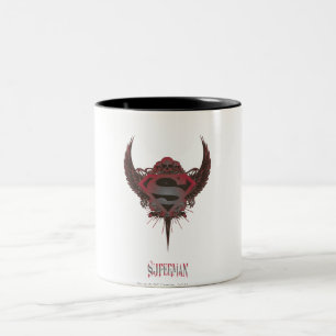 Superman Stylized   Skull and Wings Logo Two-Tone Coffee Mug