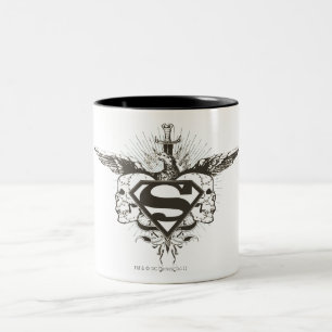 Superman Stylized   Skulls Logo Two-Tone Coffee Mug