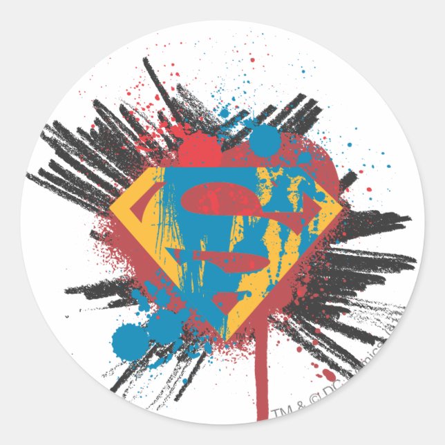 Superman Stylized | Splatter Logo Classic Round Sticker (Front)