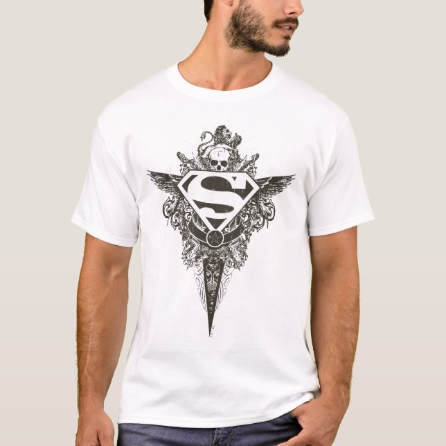 Superman Stylized | Star and Skull White Logo T-Shirt (Front)