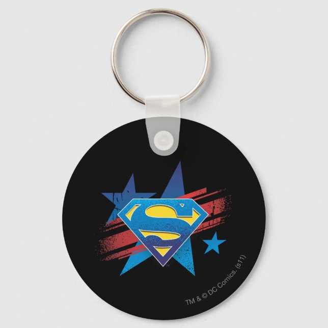 Superman Stylized | Stars and Stripes Logo Keychain (Front)