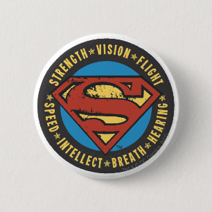 Superman Stylized Strength Vision Flight Logo 2 Inch Round Button
