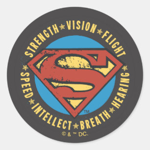 Superman Stylized   Strength Vision Flight Logo Classic Round Sticker
