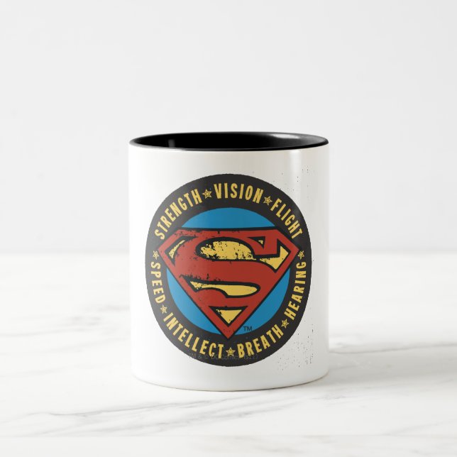 Superman Stylized | Strength Vision Flight Logo Two-Tone Coffee Mug (Center)