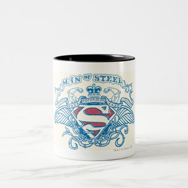 Superman Stylized | Wings and Arms Logo Two-Tone Coffee Mug (Center)