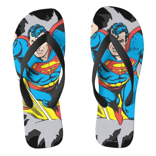 Superman Tears Thru Flip Flops (Footbed)