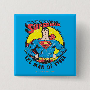 Superman The Man of Steel 2 Inch Square Button