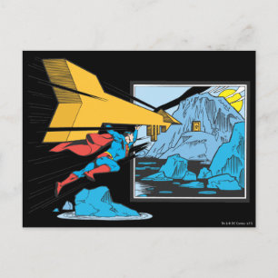 Superman Tunnelling Into Rock Postcard