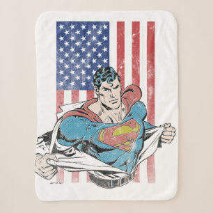 Superman & US Flag Sherpa Blanket